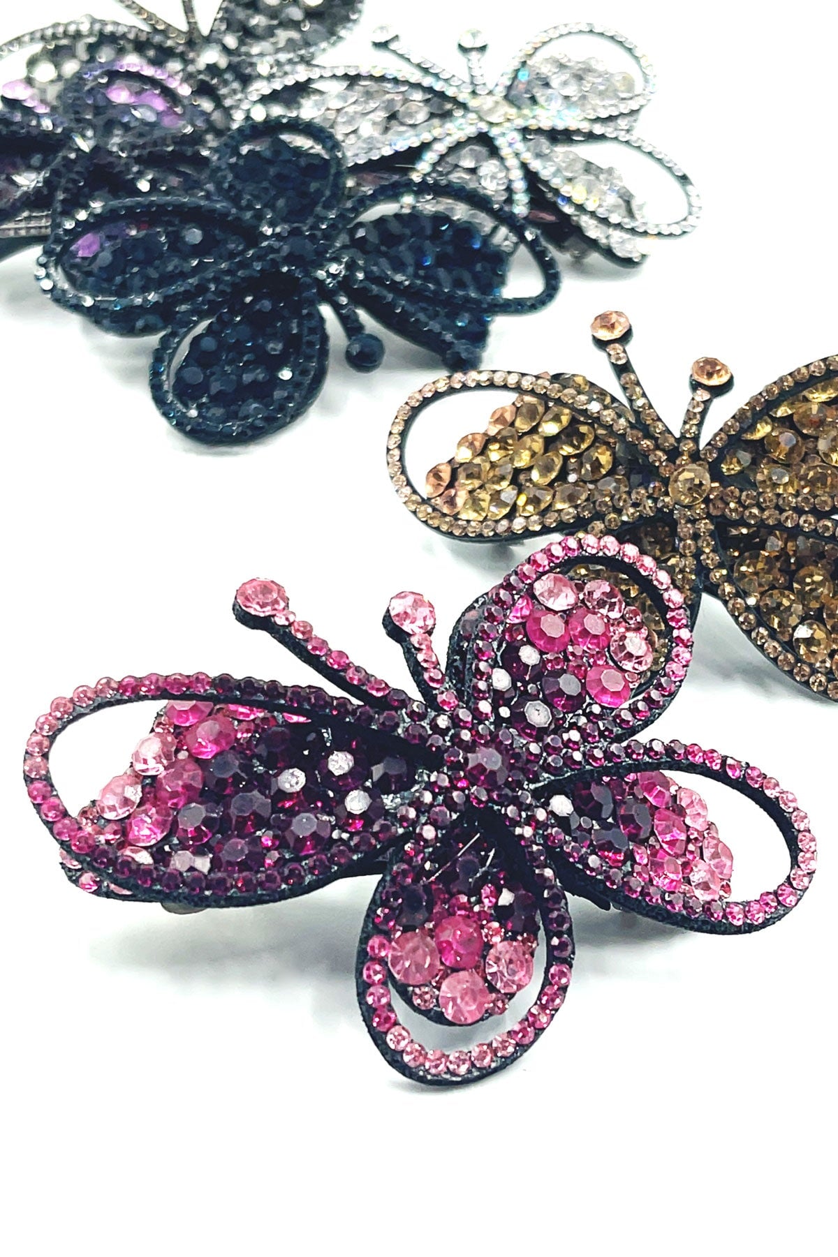 Big butterfly eye crystal barrette Soho Style