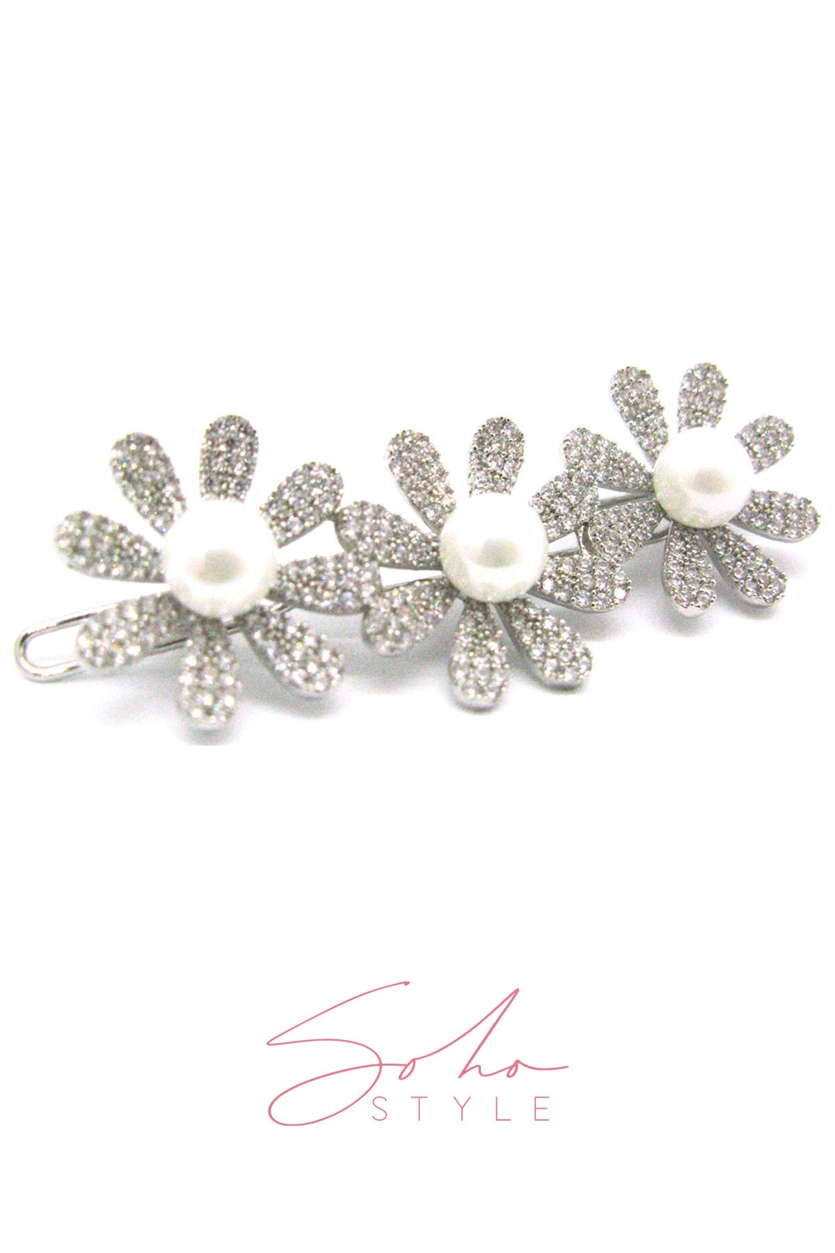 Dandelion pearl flower stone barrettes Barrette Soho Style