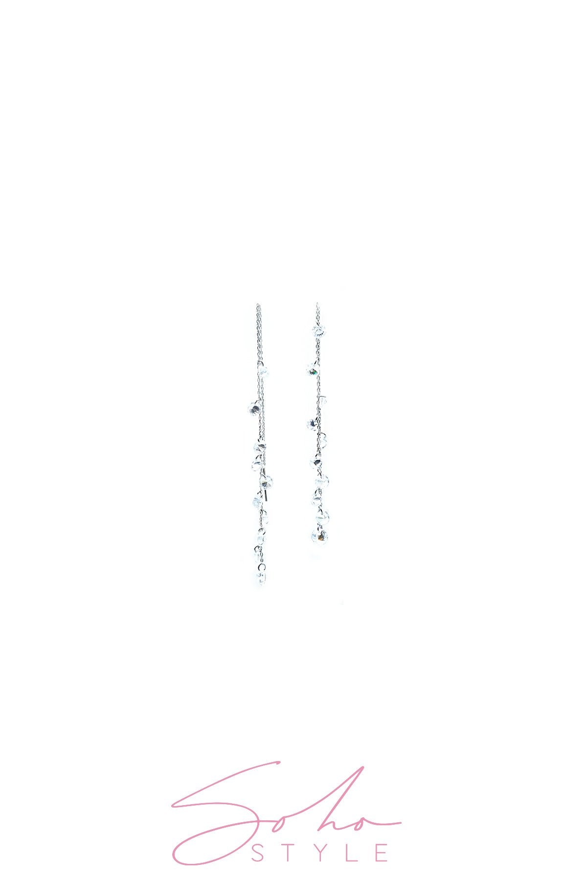 chain hang diamond and pearl Earring Soho Style