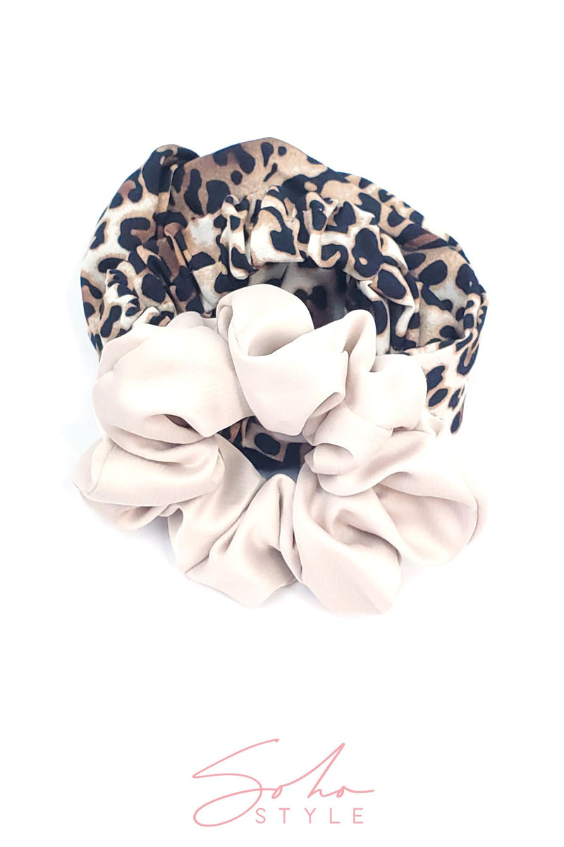 Hair Super Scrunchie and Leopard Wrap Style Headband Hair Accessorie Soho Style