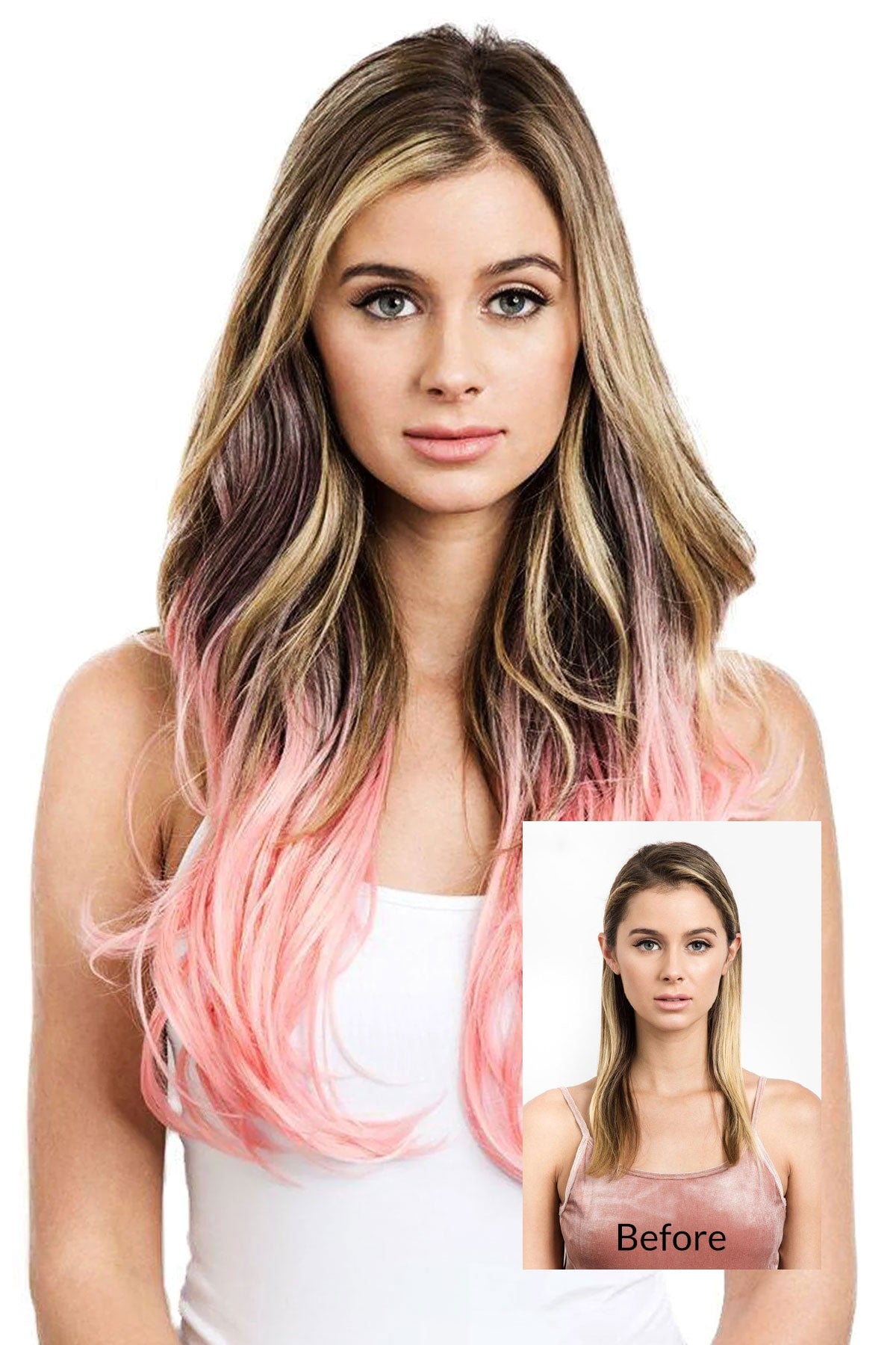 Pink/Red Tone Ombre Halo Extensions Hair Extension Soho Style