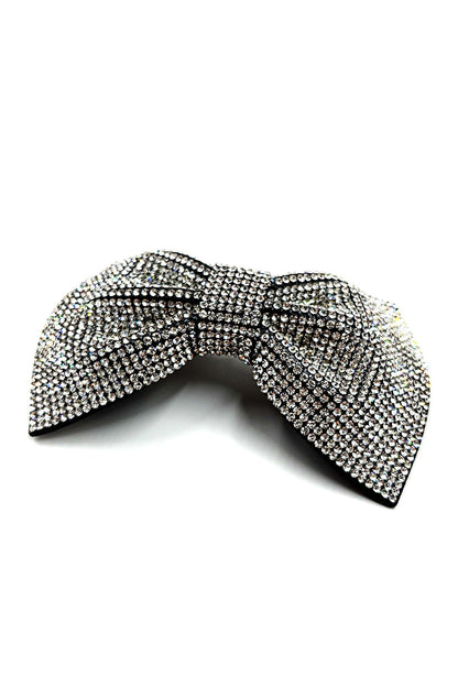 Elegant Shiny Rhinestones Hair Bow Ribbon Barrette Barrettes Soho Style