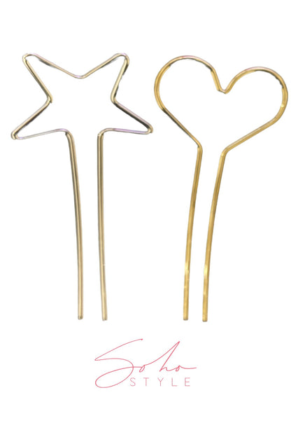Heart and Star Hair Stick Duo Stick Soho Style