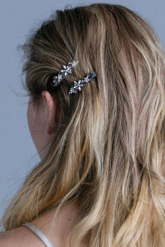 Frosted Flora Clips (Pair) Hair Clip Soho Style