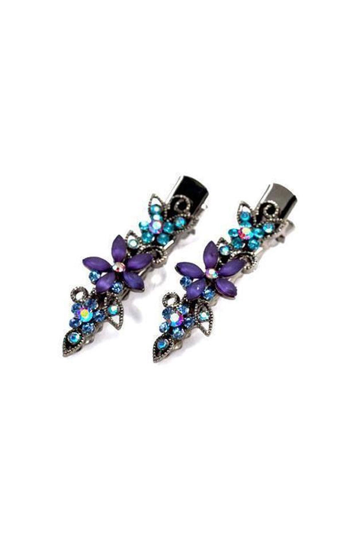 Frosted Flora Clips (Pair) Hair Clip Soho Style