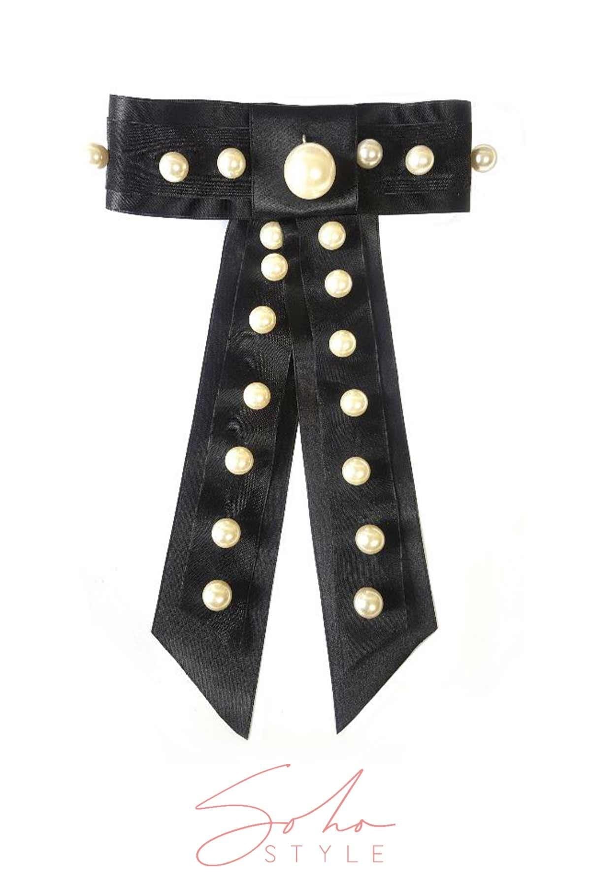 Pearl Ribbon Bow Barrette Barrette Soho Style