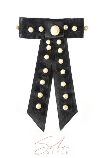 Pearl Ribbon Bow Barrette Barrette Soho Style