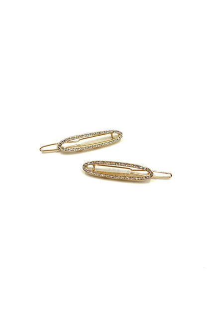 Oval Rhinestone Barrette Pair Barrette Soho Style