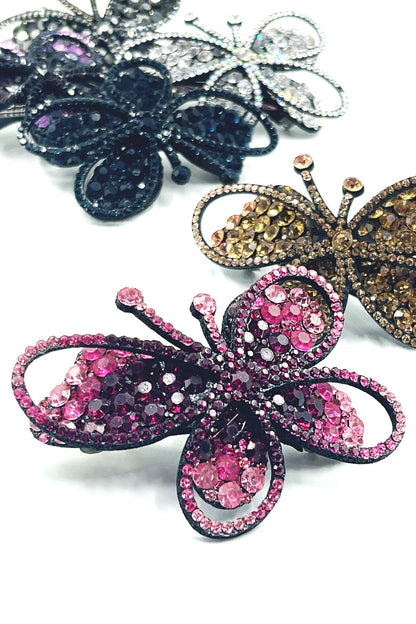 Big butterfly eye crystal barrette Soho Style