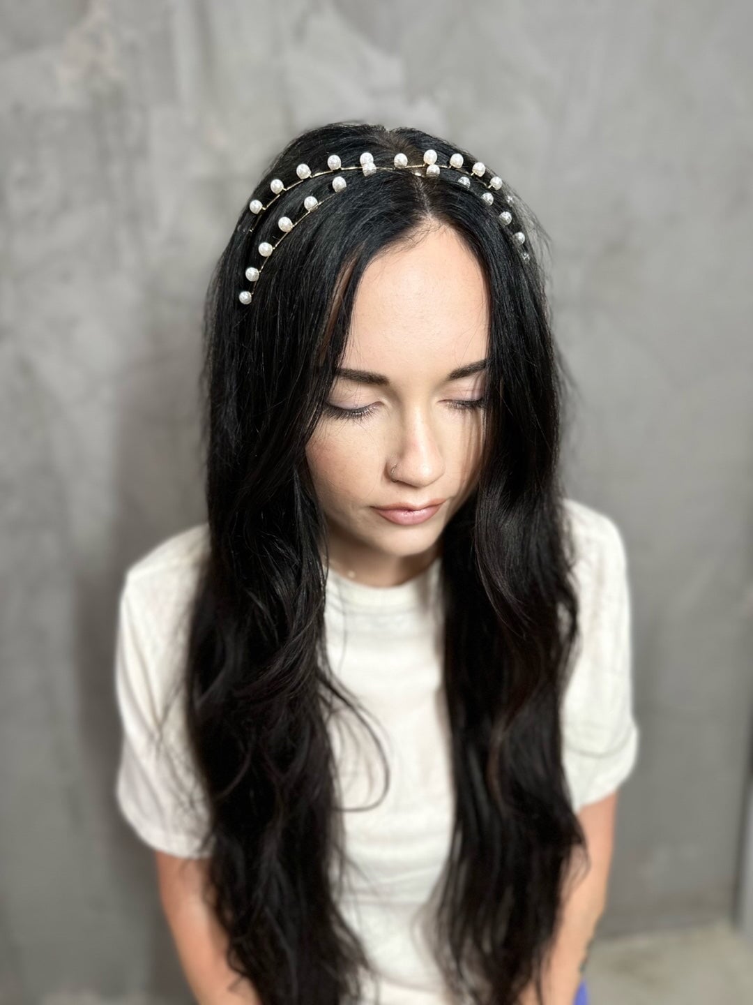 Simple Gold X Pearl Headband Headband Soho Style