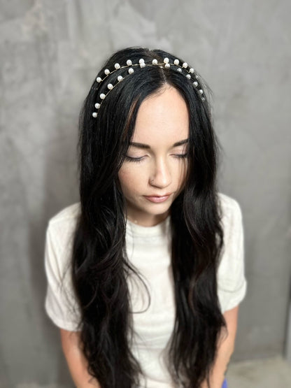 Simple Gold X Pearl Headband Headband Soho Style