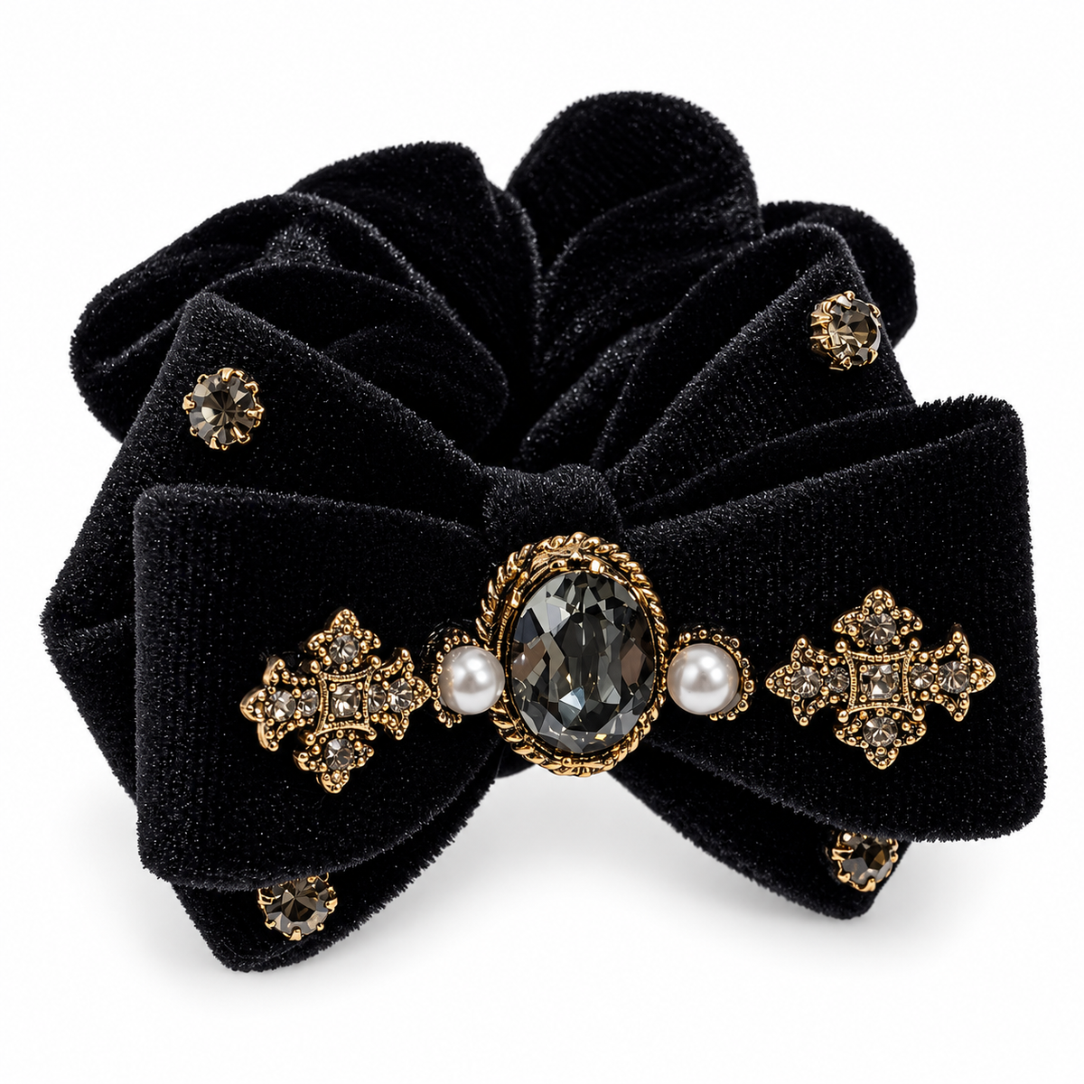 Antique gold velvet bow Scrunchie