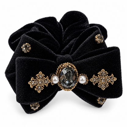 Antique gold velvet bow Scrunchie