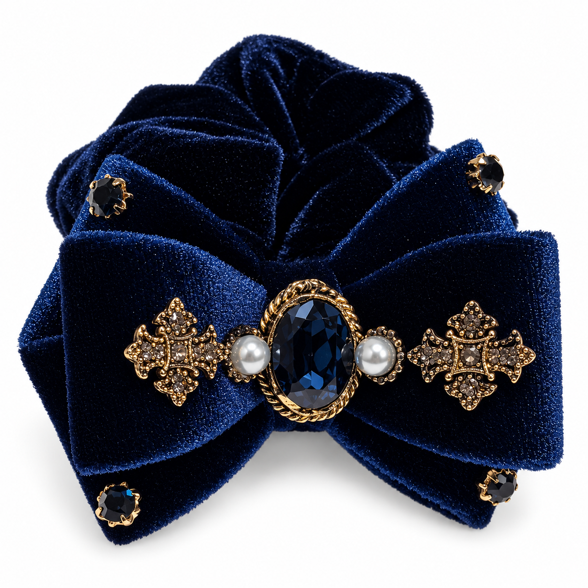 Antique gold velvet bow Scrunchie