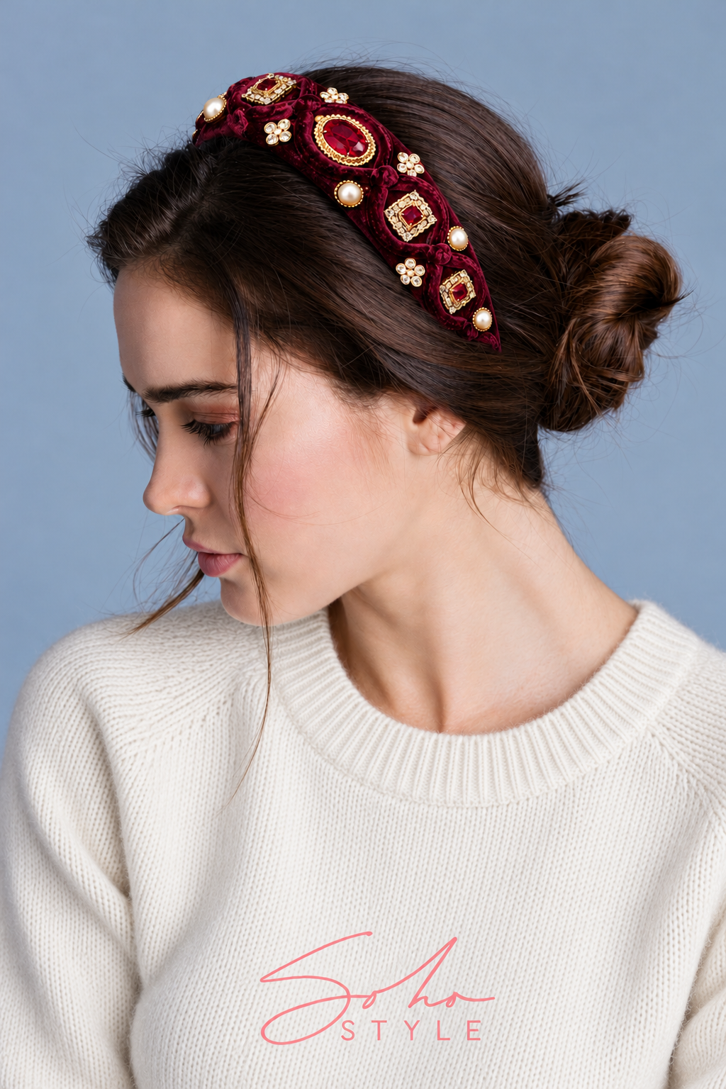 Velvet Lattice Jewel Headband