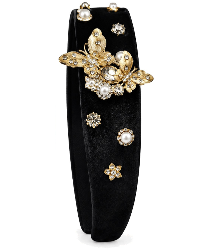 Jeweled Butterfly Velvet Headband
