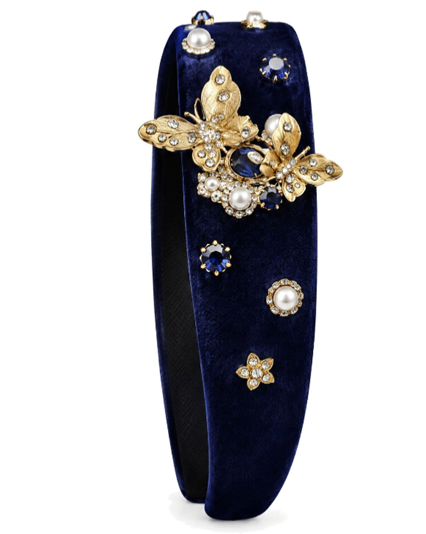 Jeweled Butterfly Velvet Headband