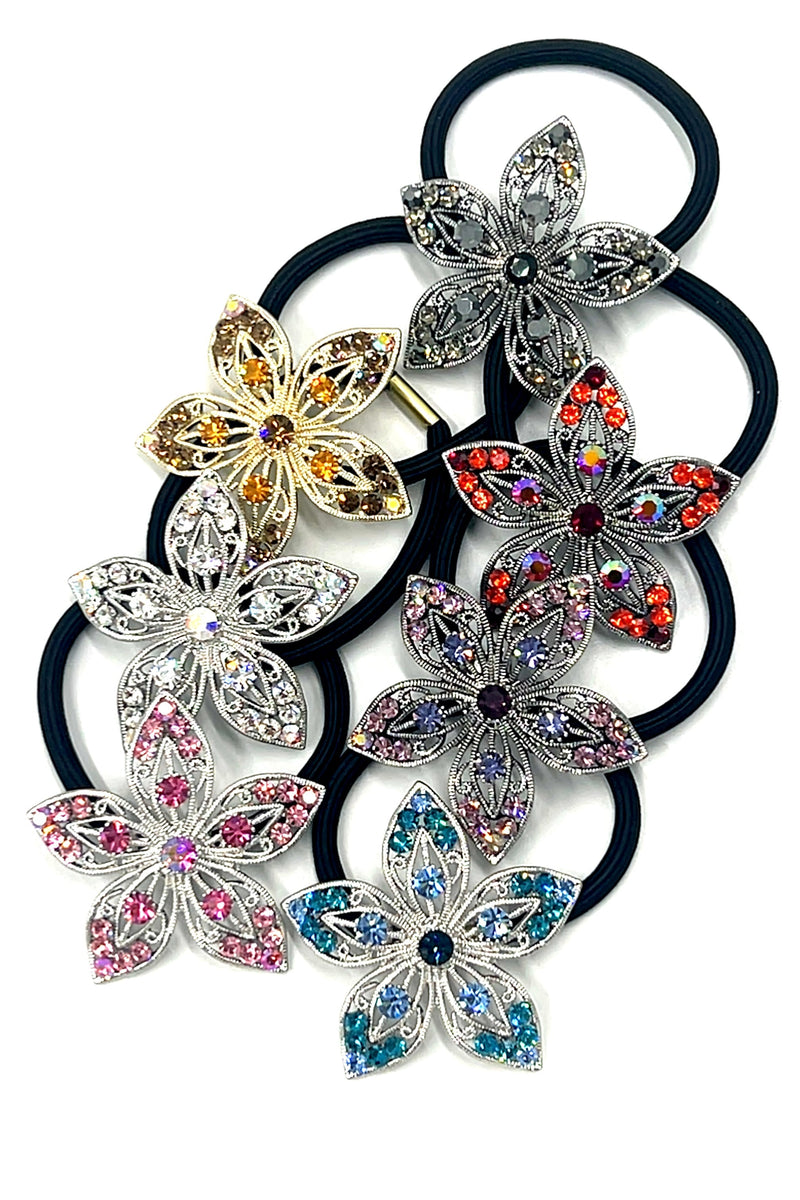 Flower Crystal Petal Ponytail holder Ponytail Holder Soho Style