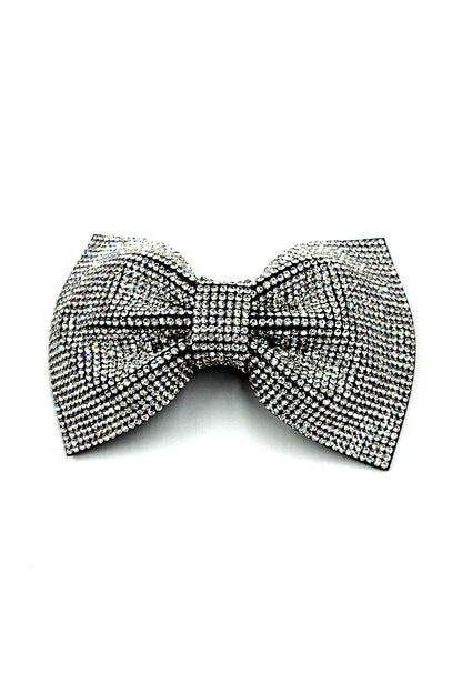 Elegant Shiny Rhinestones Hair Bow Ribbon Barrette Barrettes Soho Style