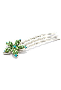 Crystal Flower Mini Hair Comb (5 piece set) - Green only Hair Comb Soho Style