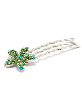 Crystal Flower Mini Hair Comb (5 piece set) - Green only