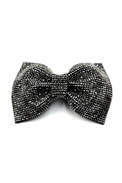 Elegant Shiny Rhinestones Hair Bow Ribbon Barrette Barrettes Soho Style