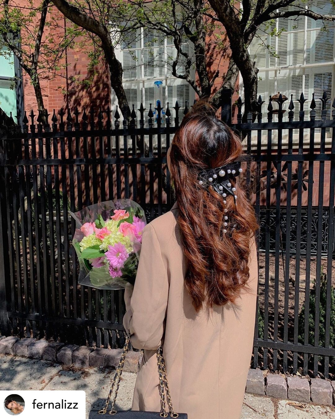 Pearl Ribbon Bow Barrette Barrette Soho Style