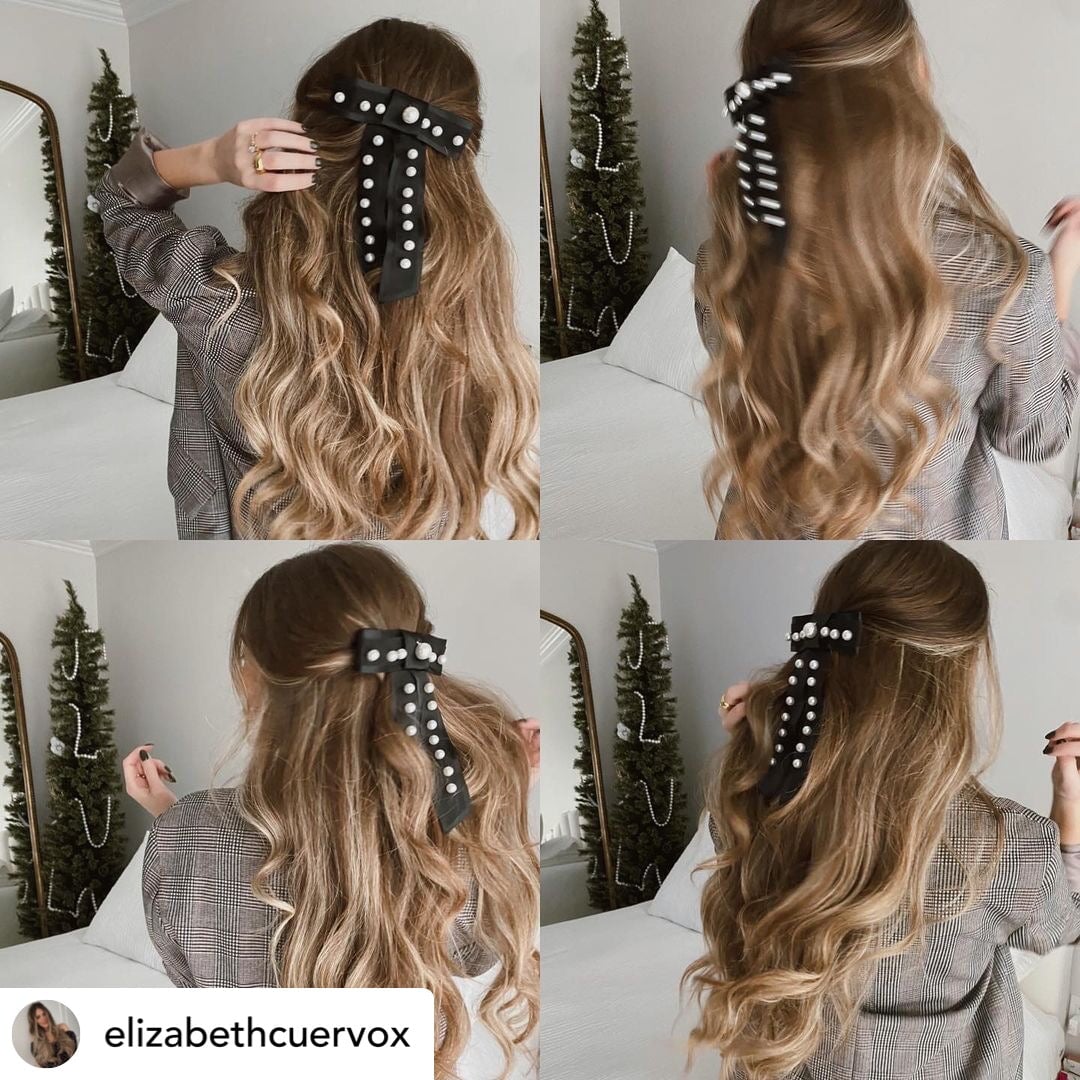 Pearl Ribbon Bow Barrette Barrette Soho Style