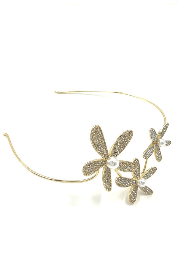 Tri Flower Crystal Headband Headband Soho Style