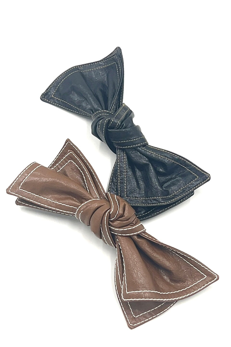 Leather Knotted Bow Barrette Hair Accessories Soho Style