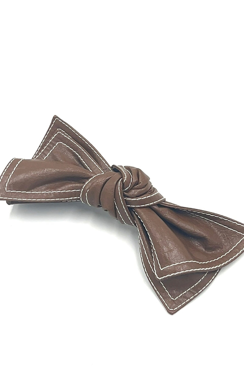 Leather Knotted Bow Barrette Hair Accessories Soho Style