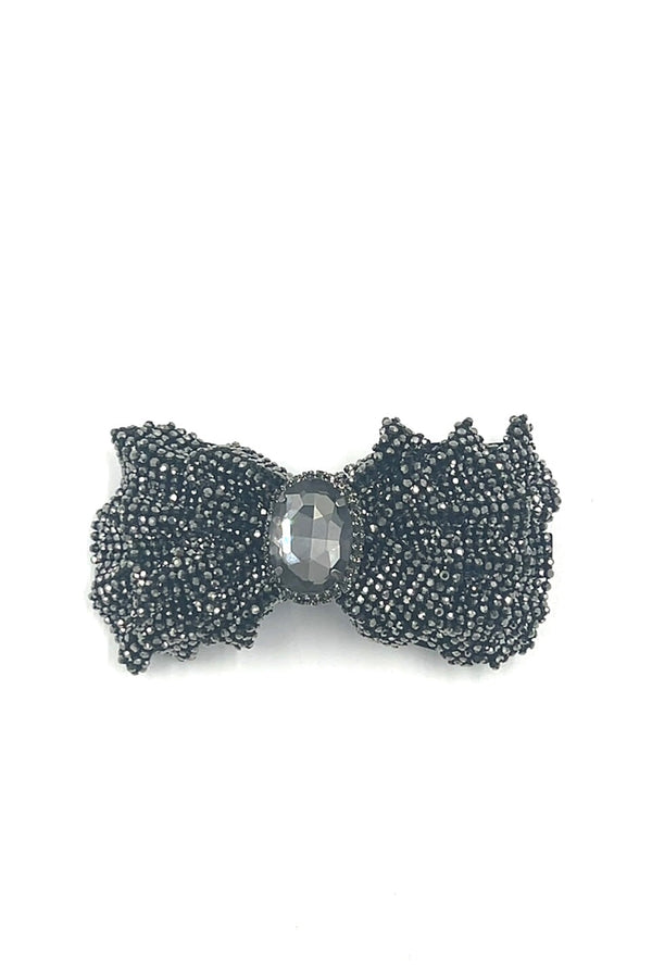 Ruffled Rhinestone Bow Barrette Hair Accessories Soho Style