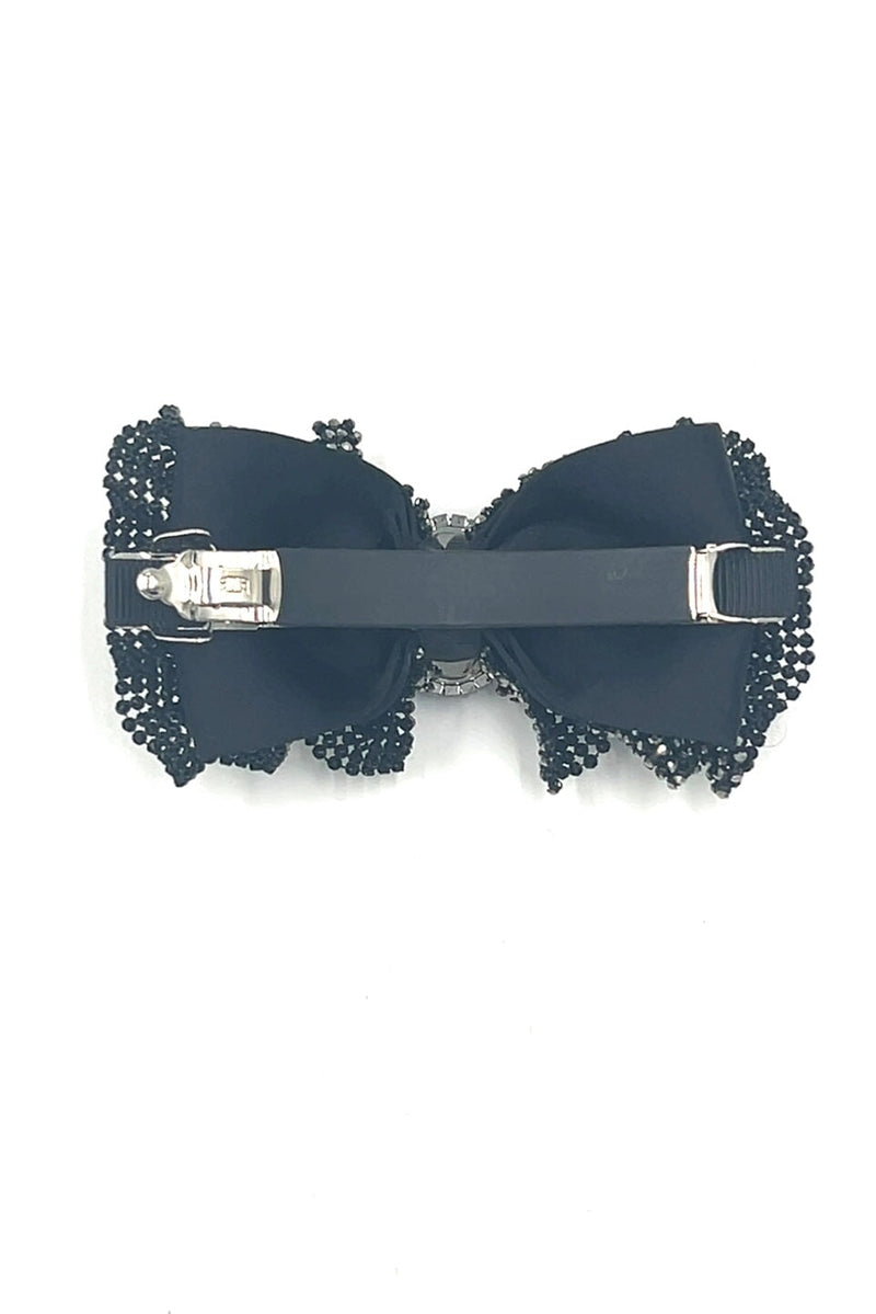 Ruffled Rhinestone Bow Barrette Hair Accessories Soho Style