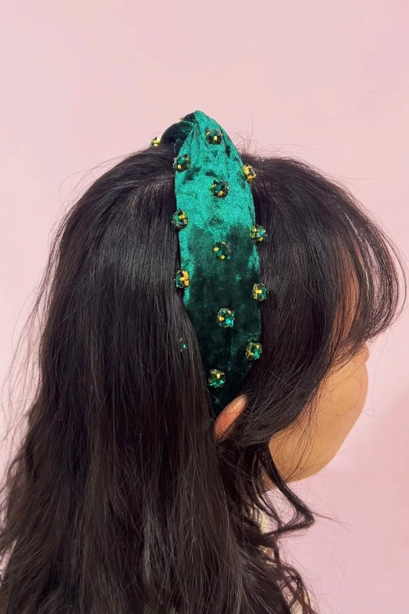 Velvet Crystal Beaded Headband Headband Soho Style