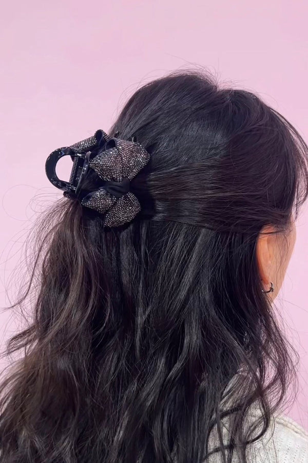 Black Crystal Bowtie Style Hair Jaw Hair Accessories Soho Style