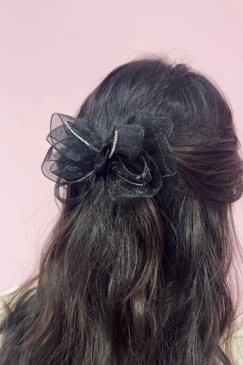 Black Chiffon Bow Barrette Barrette Sohostyle