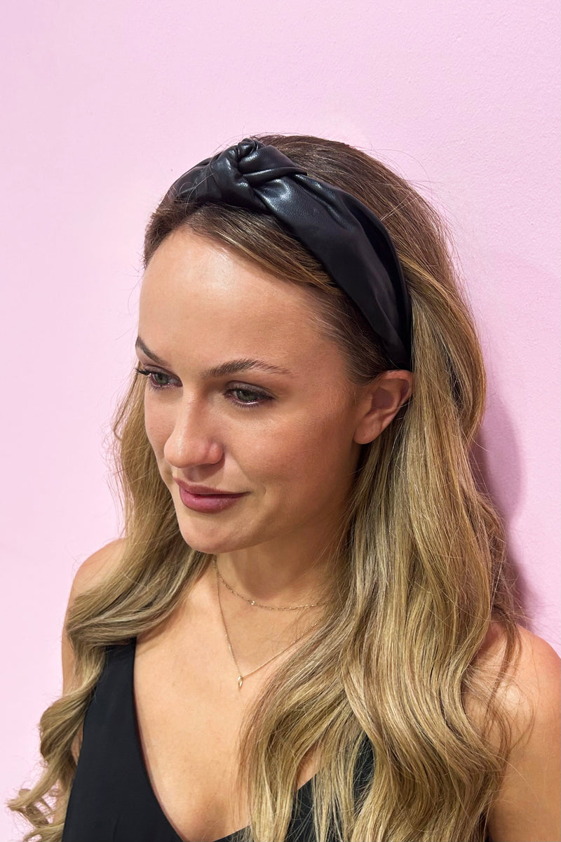 Comfortable black leather headband Headband Soho Style