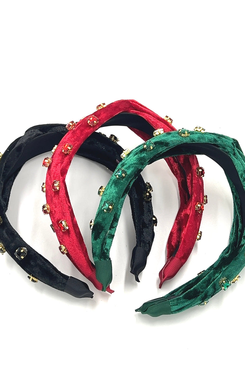 Velvet Crystal Beaded Headband Headband Soho Style