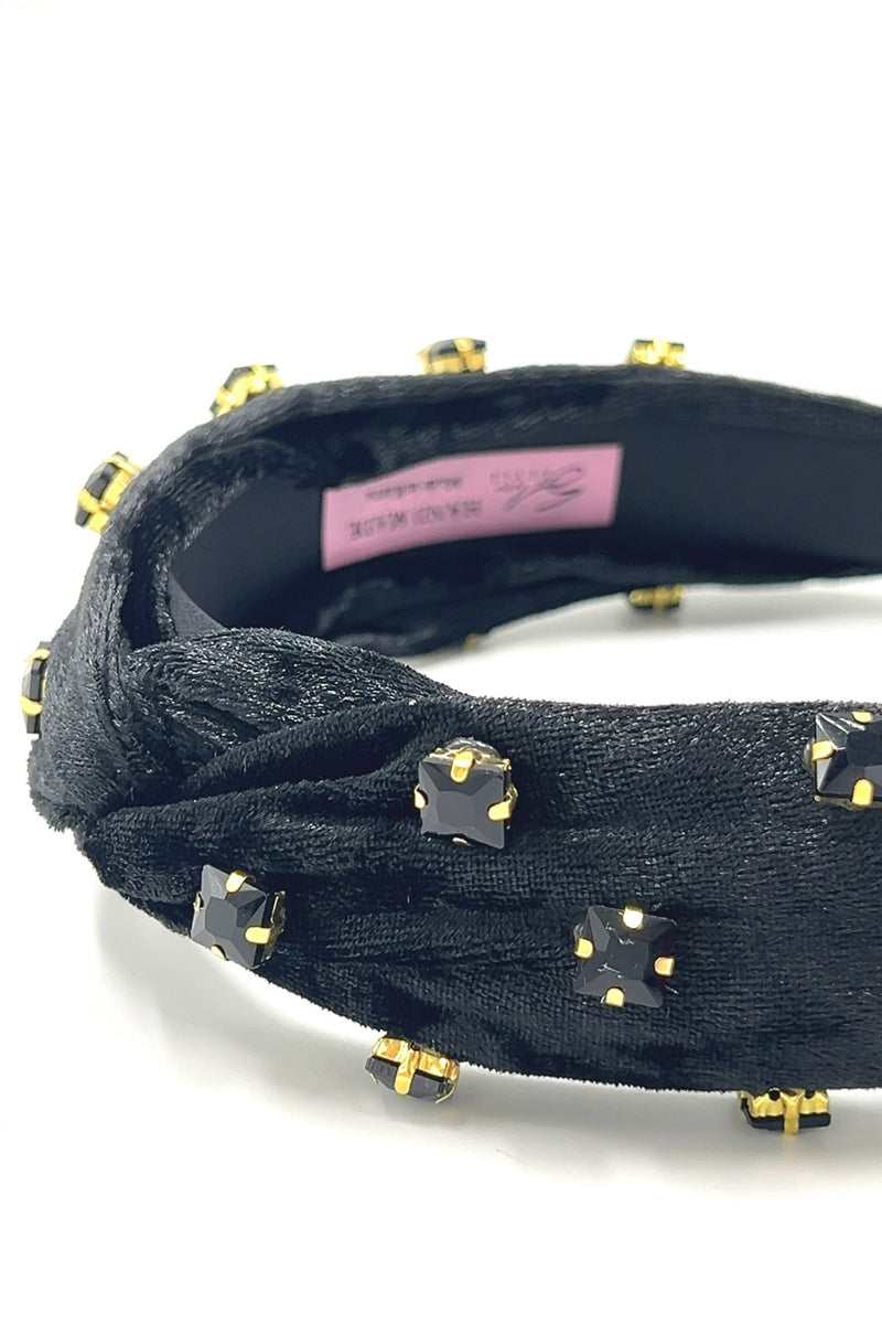 Velvet Crystal Beaded Headband Headband Soho Style