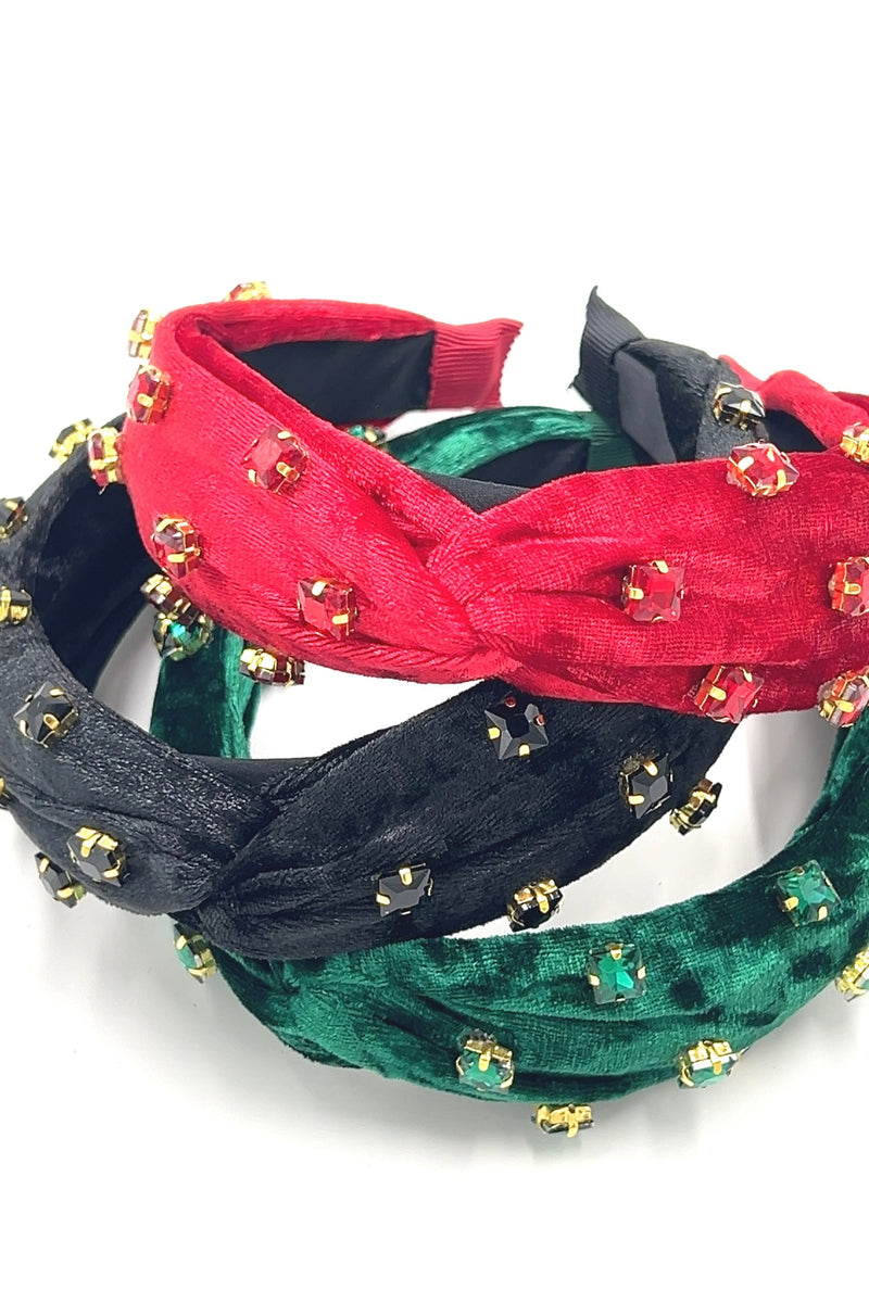 Velvet Crystal Beaded Headband Headband Soho Style