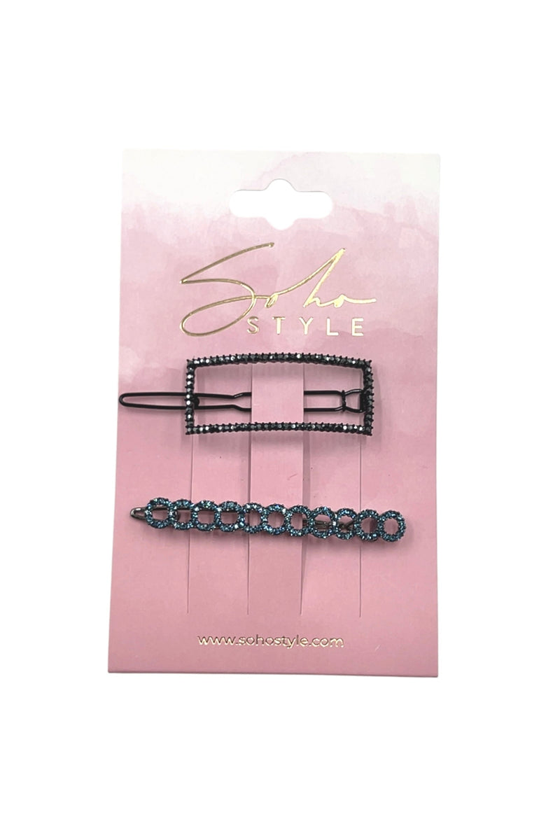 #6 Navy Blue Jaw and Barrette Set Sale Soho Style