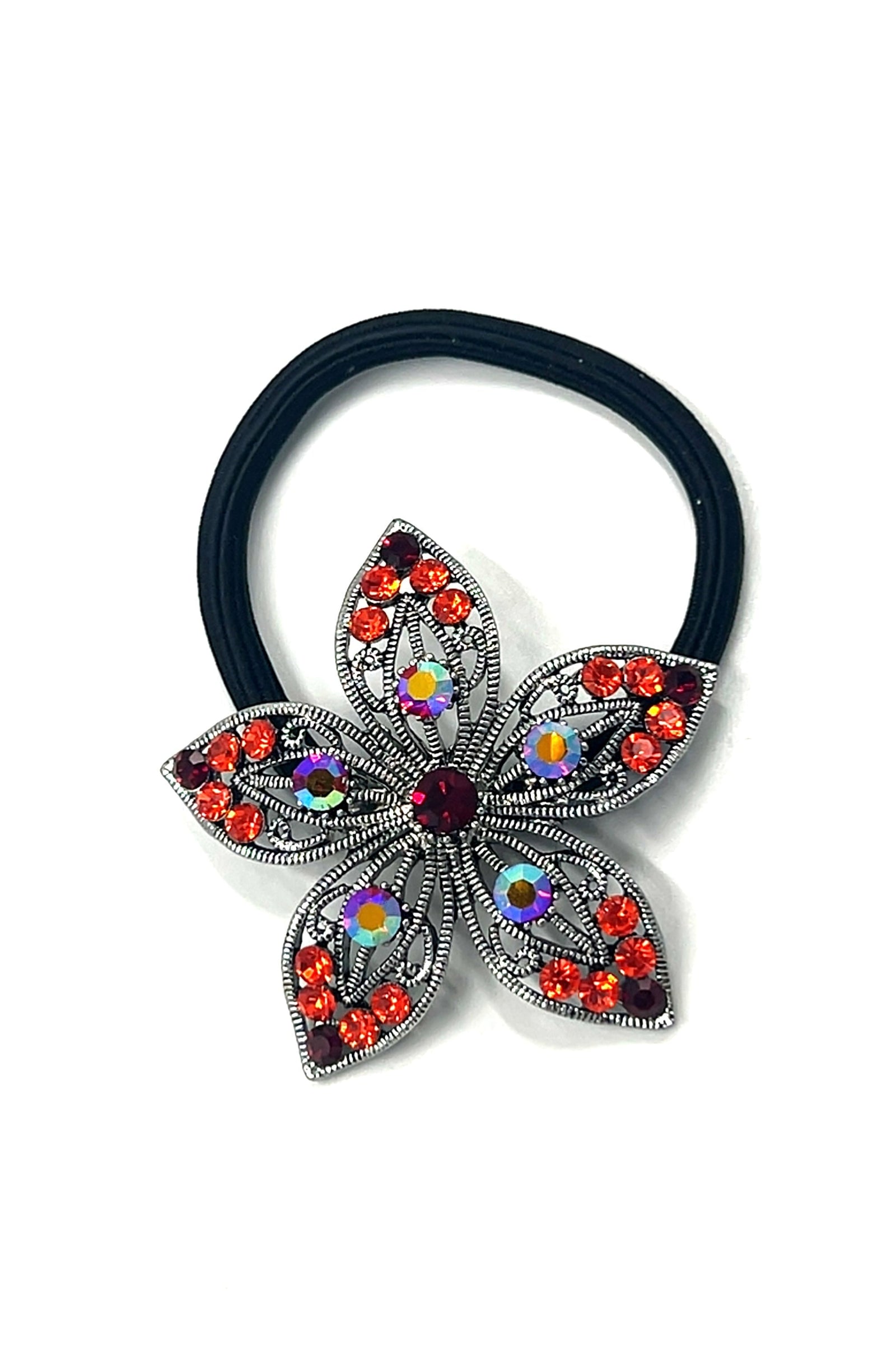 Élastique à Cheveux (scrunchy) Floral En Soie Colorée - Neuf Sans étiquette - Unique Et Joli !
