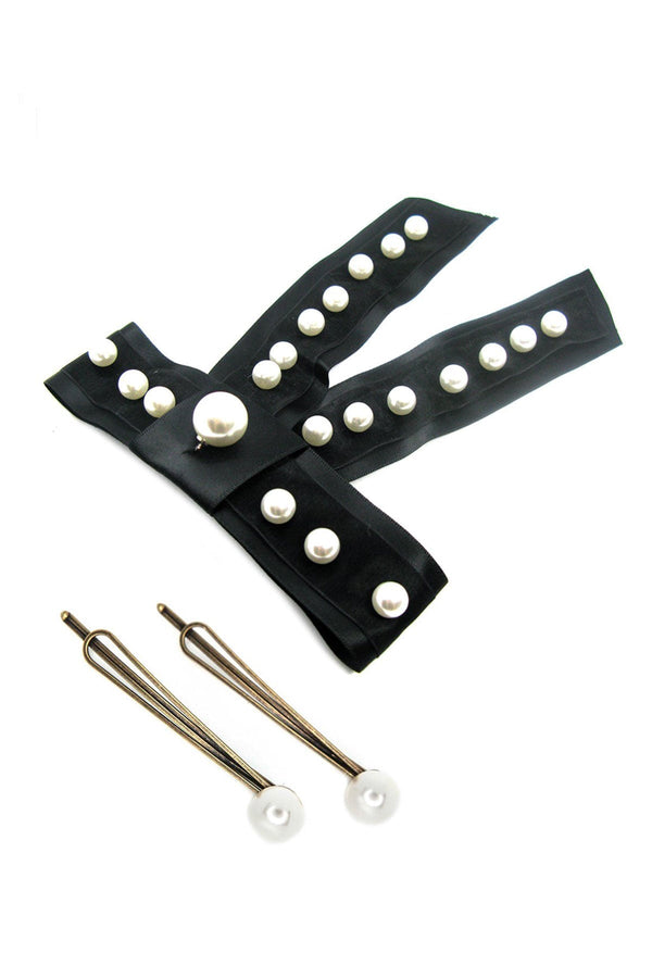 Pearl Bow Barrette Bobby Pins set Hair Accessorie Soho Style