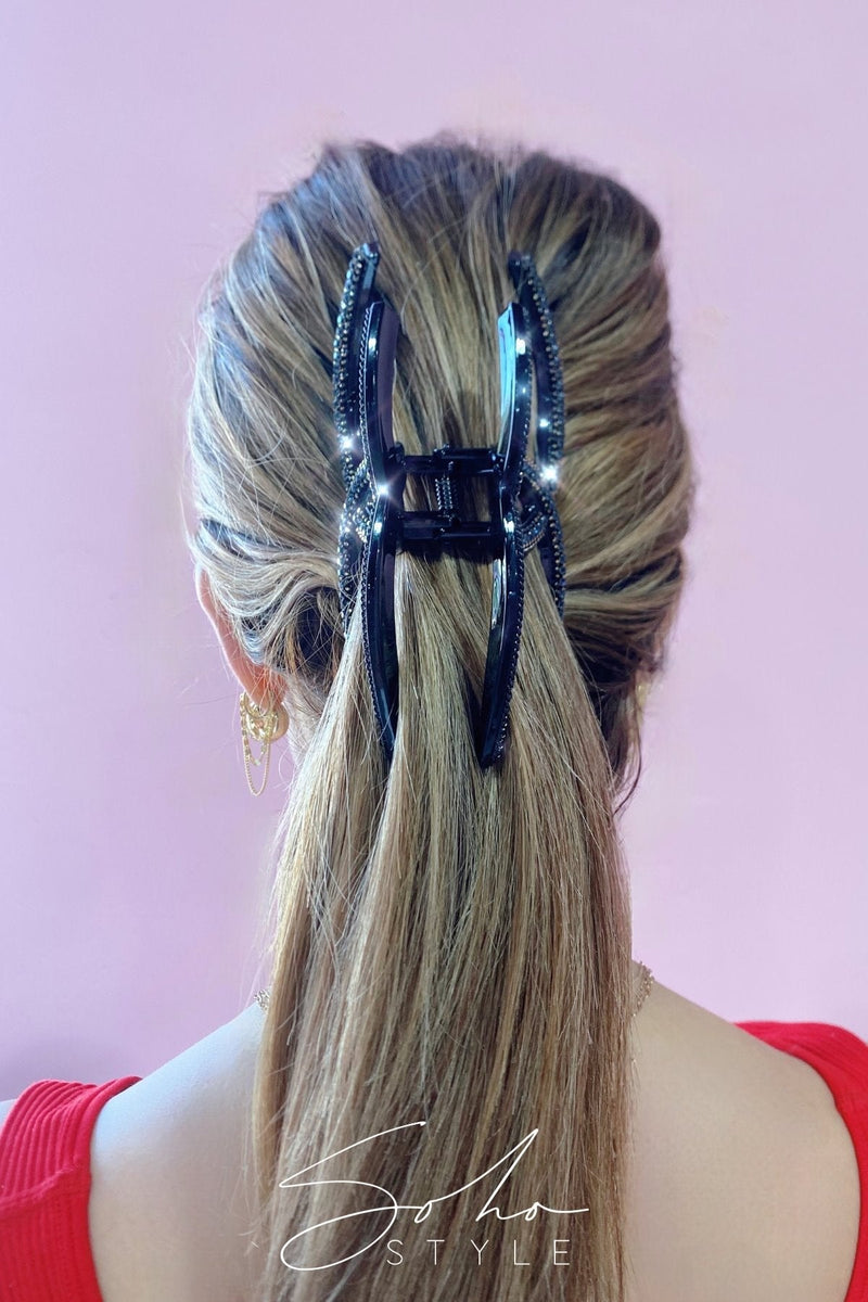 #6 Navy Blue Jaw and Barrette Set Sale Soho Style