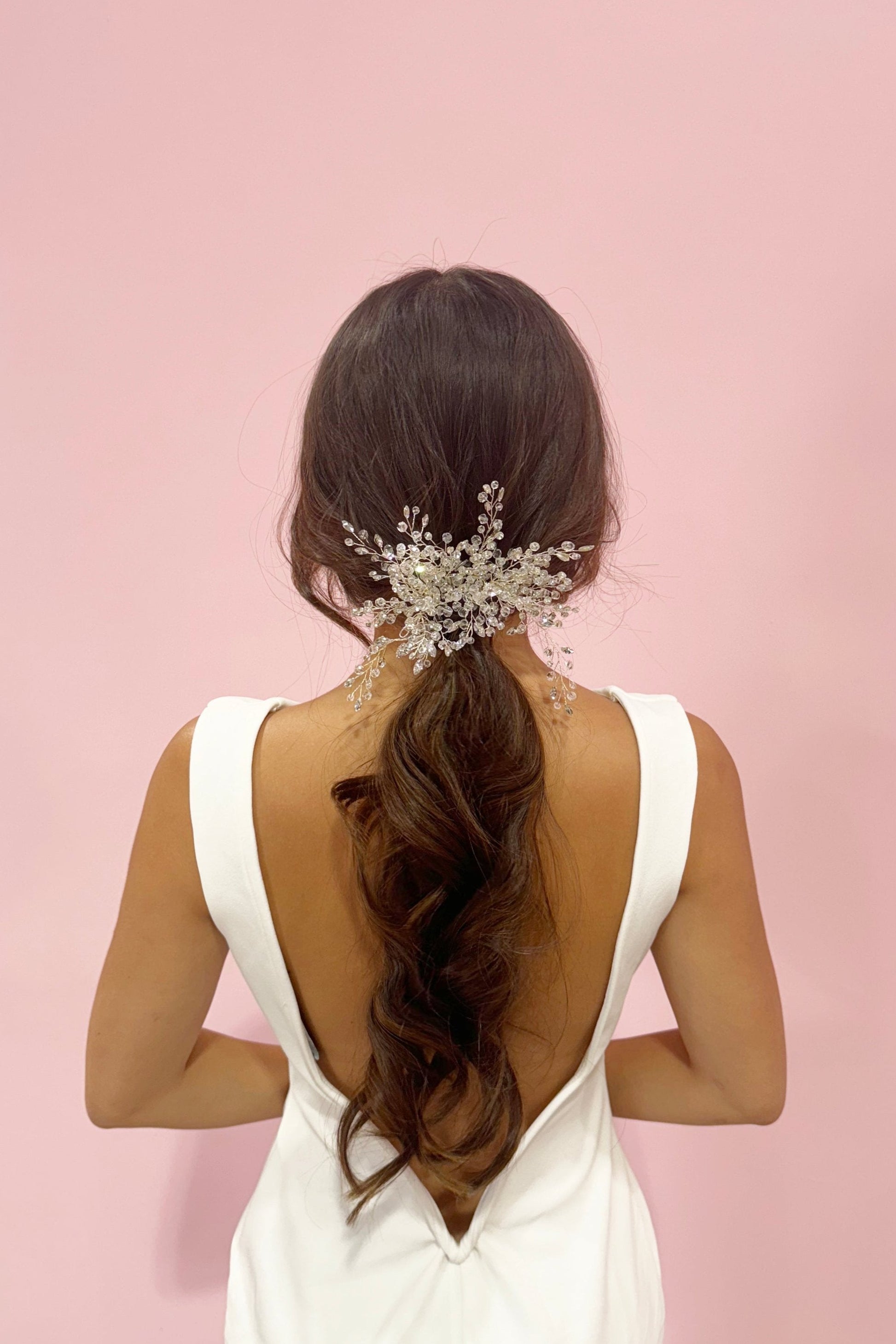 Wedding Crystal Foliage Accent Hair Clip Soho Style