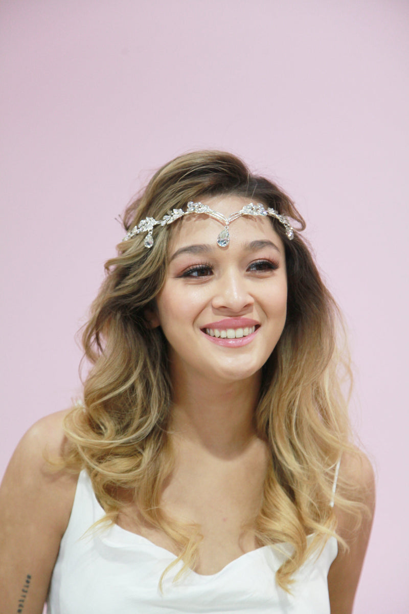 Julie Crystal Hair Crown Wedding Sale