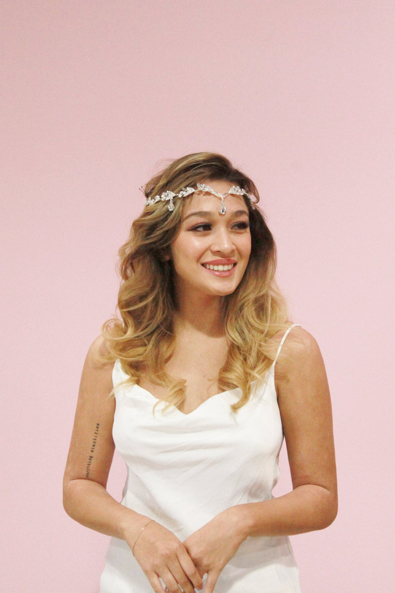 Julie Crystal Hair Crown Wedding Sale