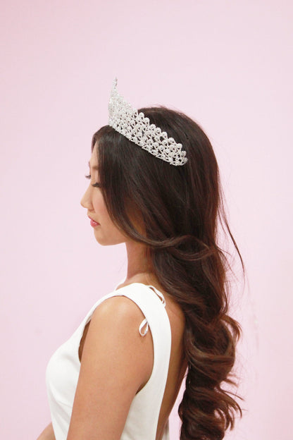 Liv Crystal Hair Crown Wedding Sale