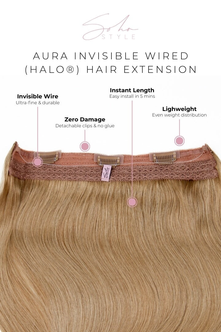 Aura - 14" or 20" Invisible Wired (Halo®) Human Hair Extension Hair Extension Soho Style