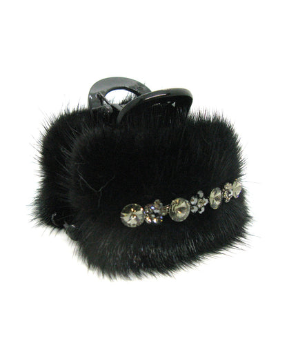 Faux Fur Crystal Hair Jaw
